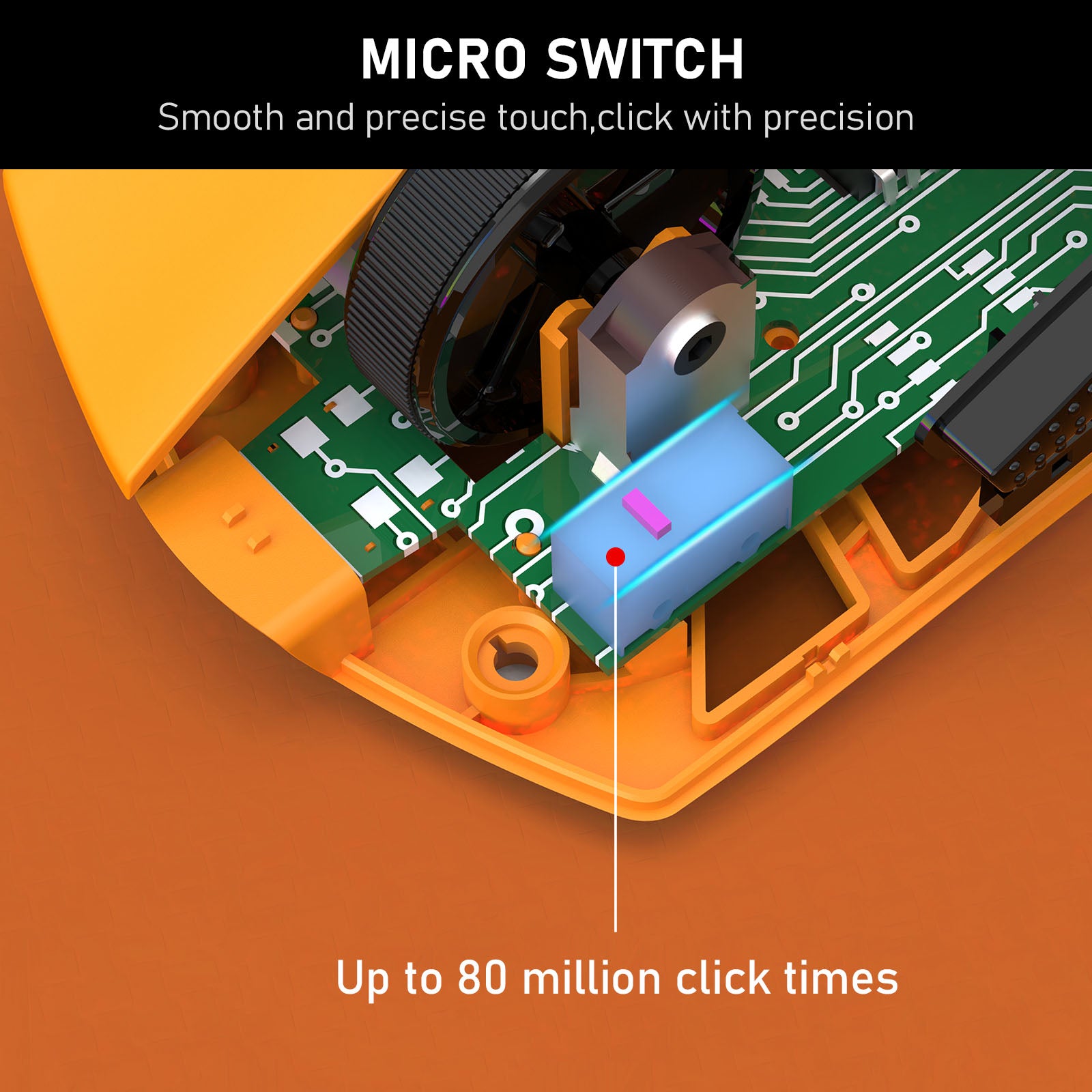 Redragon M916 ULT Wireless 8K Polling Rate Gaming Mouse, 49G Ultra-Light 30,000 Max DPI Gaming Mice w/Ergonomic Natural Grip Build, Full Programmable Buttons, Orange
