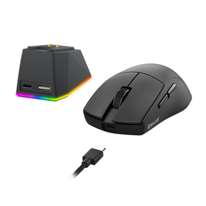 Redragon M999 Wireless Gaming Mouse, Tri-Mode Mouse with RGB Magnetic Charging Dock, 45000 DPI MAX Adjustable, 4 Programmable Buttons, Ergonomic Design for PC Laptop Mac