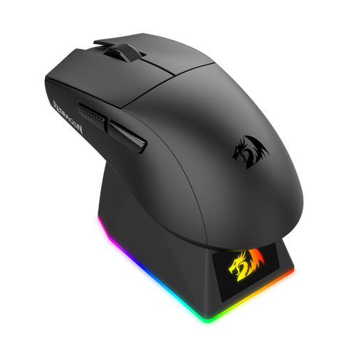 Redragon M999 Wireless Gaming Mouse, Tri-Mode Mouse with RGB Magnetic Charging Dock, 45000 DPI MAX Adjustable, 4 Programmable Buttons, Ergonomic Design for PC Laptop Mac