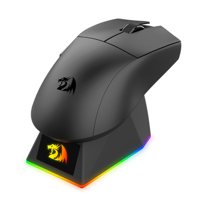 Redragon M999 Wireless Gaming Mouse, Tri-Mode Mouse with RGB Magnetic Charging Dock, 45000 DPI MAX Adjustable, 4 Programmable Buttons, Ergonomic Design for PC Laptop Mac