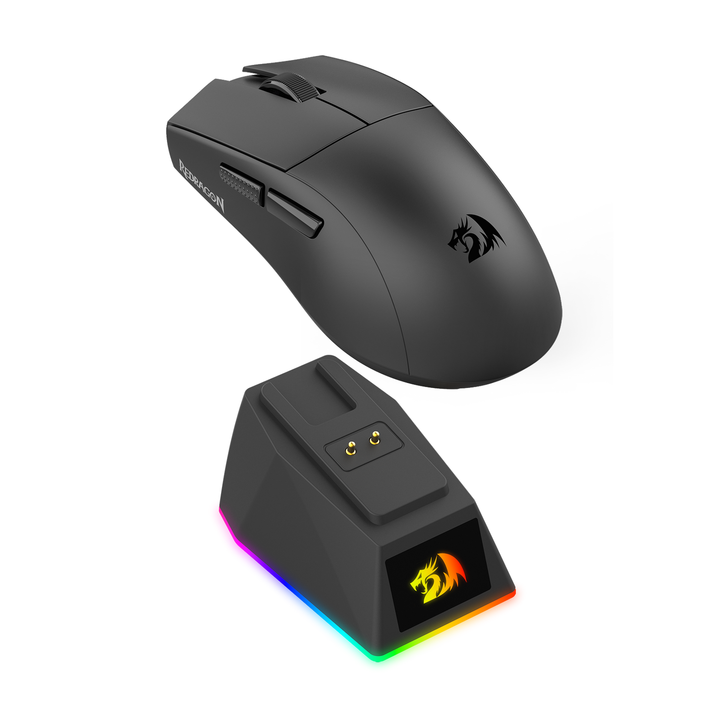 Redragon M999 Wireless Gaming Mouse, Tri-Mode Mouse with RGB Magnetic Charging Dock, 45000 DPI MAX Adjustable, 4 Programmable Buttons, Ergonomic Design for PC Laptop Mac