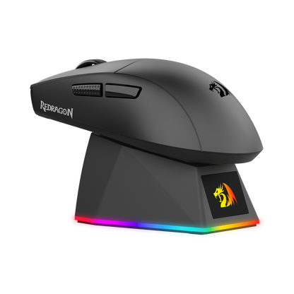 Redragon M999 Wireless Gaming Mouse, Tri-Mode Mouse with RGB Magnetic Charging Dock, 45000 DPI MAX Adjustable, 4 Programmable Buttons, Ergonomic Design for PC Laptop Mac