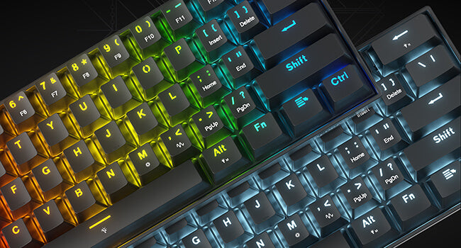 Redragon Colorful mechanical keyboard with RGB lighting on a dark background