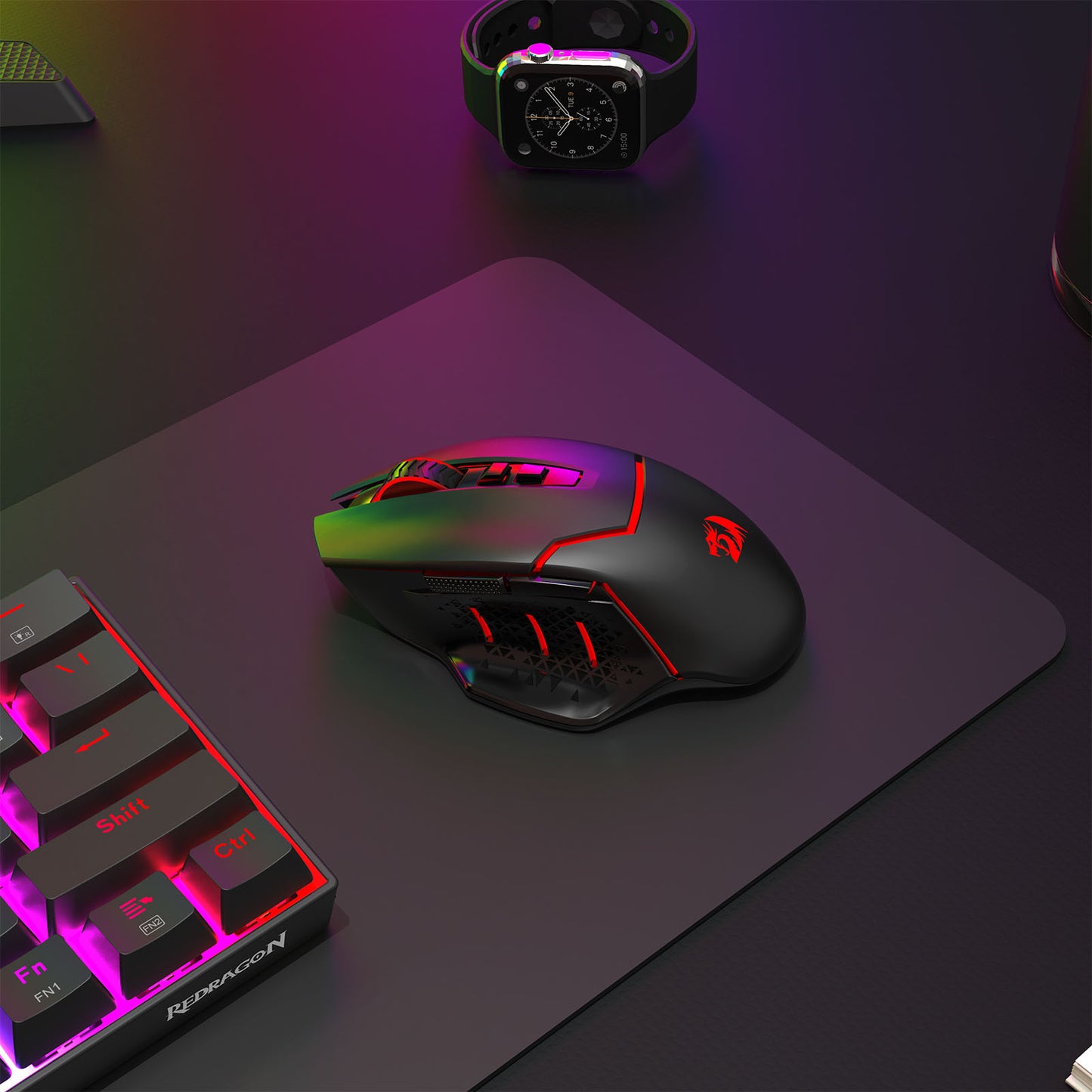 Redragon M690 MAX Wireless Gaming Mouse, Tri-Mode RGB Mice w/ 7 Macro Buttons, 12800 DPI, 400mAh Rechargeable Mouse for PC/Mac/Laptop