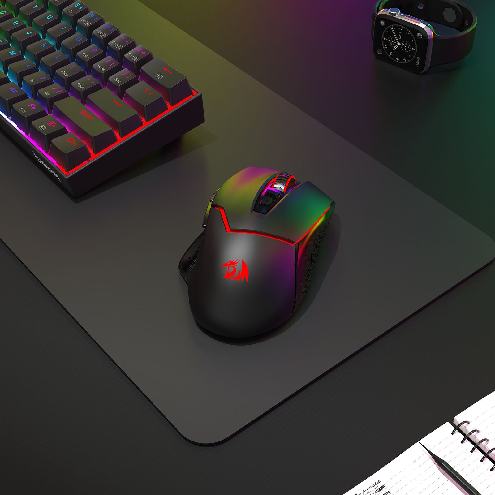 Redragon M690 MAX Wireless Gaming Mouse, Tri-Mode RGB Mice w/ 7 Macro Buttons, 12800 DPI, 400mAh Rechargeable Mouse for PC/Mac/Laptop