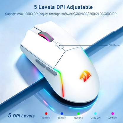 Redragon M730 PRO Wireless Lightweight RGB Gaming Mouse 10000 DPI
Cable-Free 0 Delay, Redefine Keybinding Macro, Vibing Backlight, Ergonomic Grip Body Comfort
