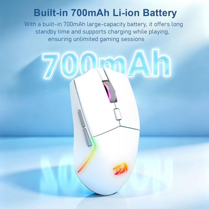 Redragon M730 PRO Wireless Lightweight RGB Gaming Mouse 10000 DPI
Cable-Free 0 Delay, Redefine Keybinding Macro, Vibing Backlight, Ergonomic Grip Body Comfort