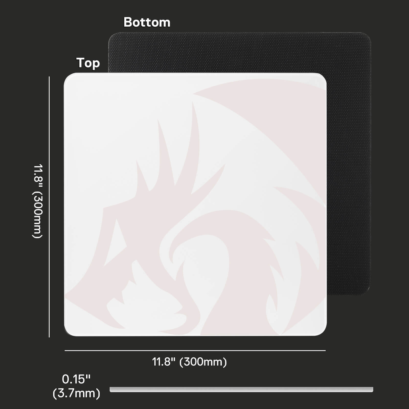Redragon PG1M Glass Mouse Pad - Ultra-Smooth Precision Surface with Non-Slip Base, Easy to Clean, Hard Mousepad for Gaming, 11.8L x 11.8W inches