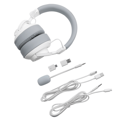 Redragon H889 Wireless Gaming Headset, 4 Connection Modes 2.4G/BT/3.5mm/USB, 53mm Drivers, Spatial Audio, 7.1 Surround Sound, Detachable Mic, Compatible with PC/PS5/PS4/NS/Xbox One/Phone, White