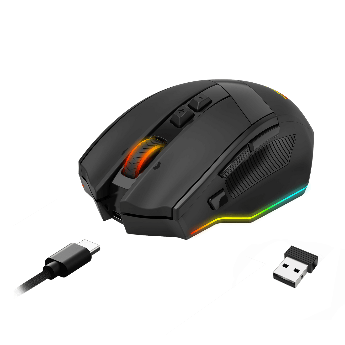 Redragon M923 PRO 3-Mode RGB Gaming Mouse, Optical Ergonomic Gamer Mouse with Max 24,000DPI, Pro Precision Sensor SG8960, 8 Macro Buttons, Software Supported 