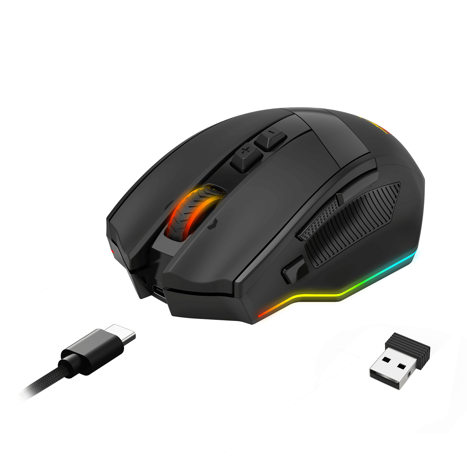 Redragon M923 PRO 3-Mode RGB Gaming Mouse, Optical Ergonomic Gamer Mouse with Max 24,000DPI, Pro Precision Sensor SG8960, 8 Macro Buttons, Software Supported 