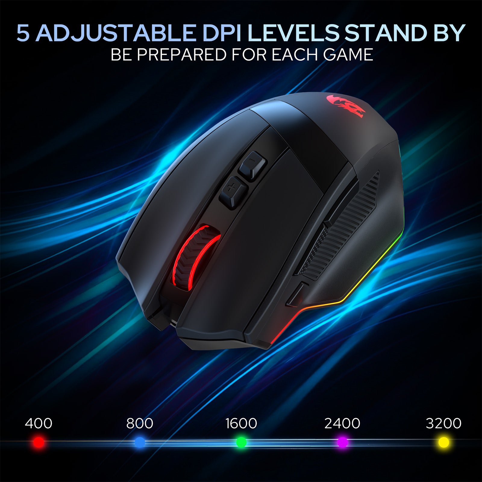 Redragon M923 Gaming Mouse, RGB, Wired, Black 
