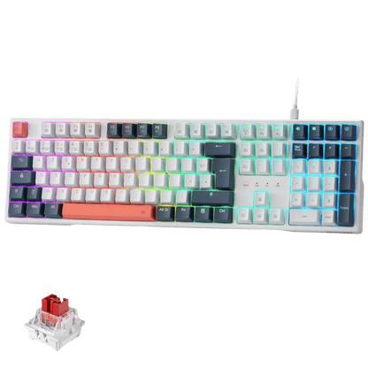 Redragon K668 RGB Gaming Keyboard, 108 Keys Wired Mechanical Keyboard with 4 Extra Shortcut Keys, Sound Absorbing Foams, Hot Swappable Plug, FR Layout