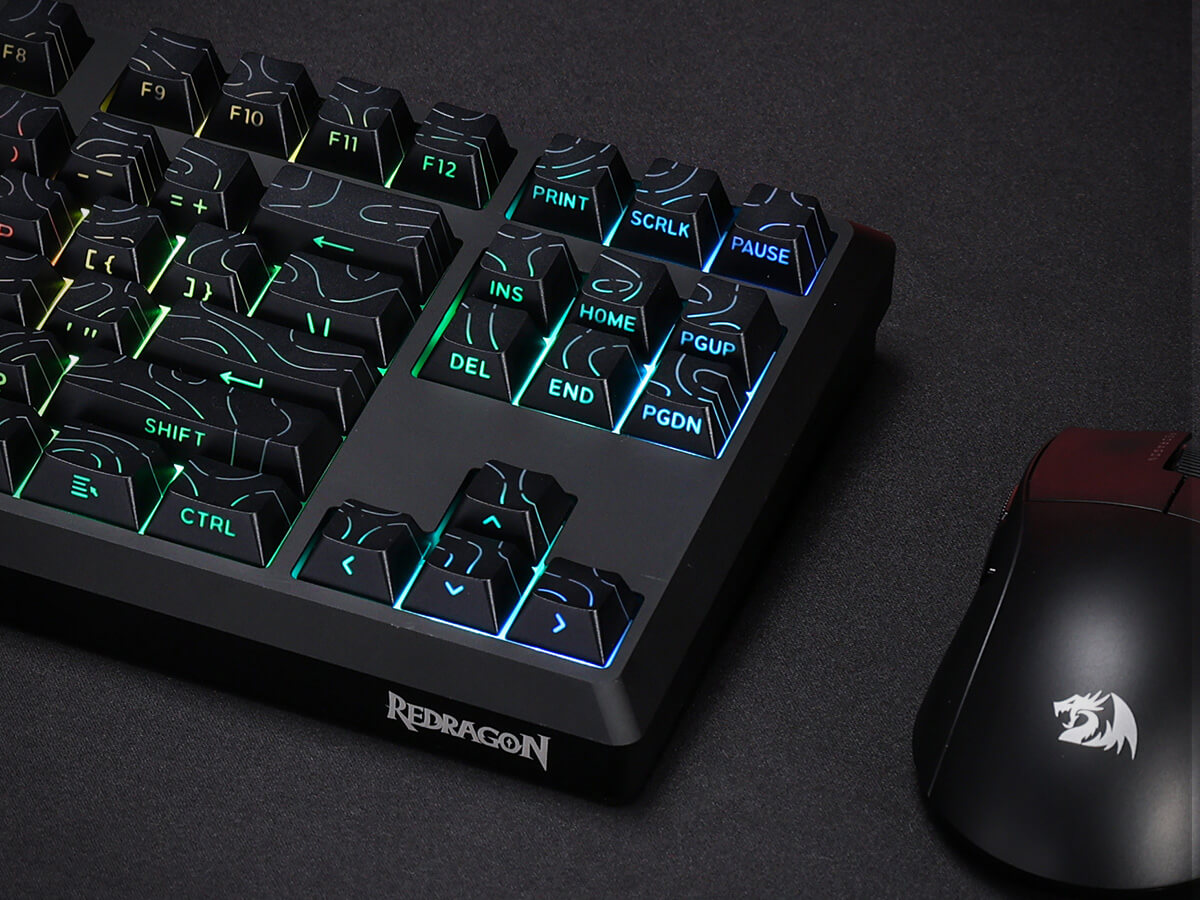 Redragon K737 Mechanical keyboard and mouse set with Redragon branding on a dark background