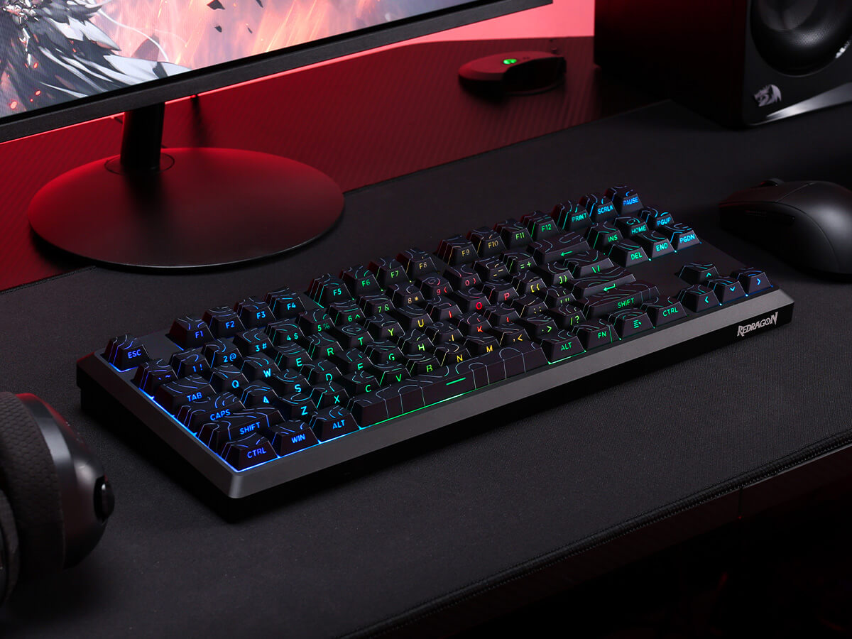 Redragon K737 PRO Wireless 87 Keys Gasket Gaming Keyboard, 80% Premium CNC Aluminum Mechanical Keyboard, Hot-Swap South-Facing LED Socket, 5-Layer Noise Dampening, Side-Printed PBT Contour Line Keycap