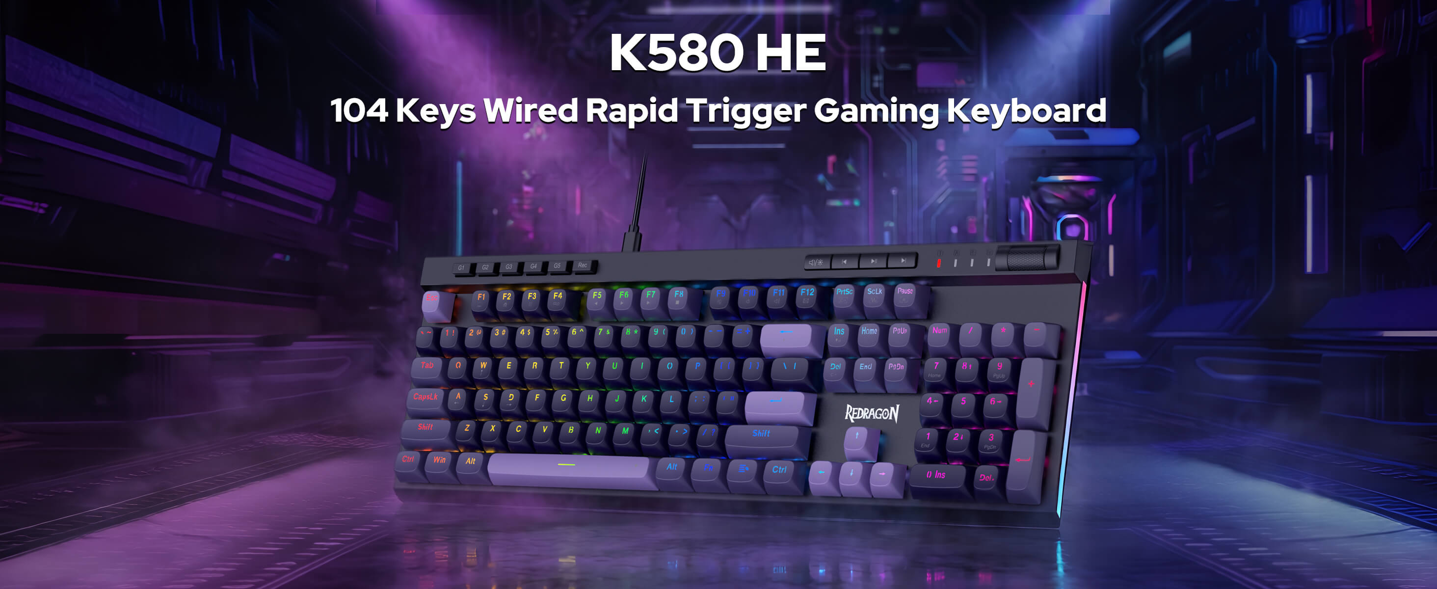 Redragon 
VATA K580 HE (Magnetic Hall Effect Keyboard);  104-key wired gaming keyboard with RGB b...