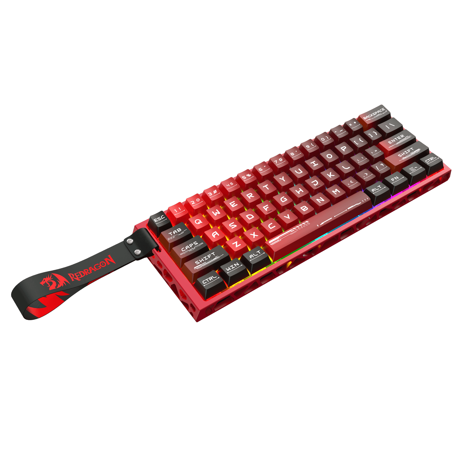 Redragon K753 HE Rapid Trigger Gaming Keyboard, 60% 61 Keys Wired Mechanical Keyboard w/Hype-Red Hollowed-Out Aluminum Base, Next-Gen UltraMag 100% POM Silky Rappid Trigger Magnetic Switch