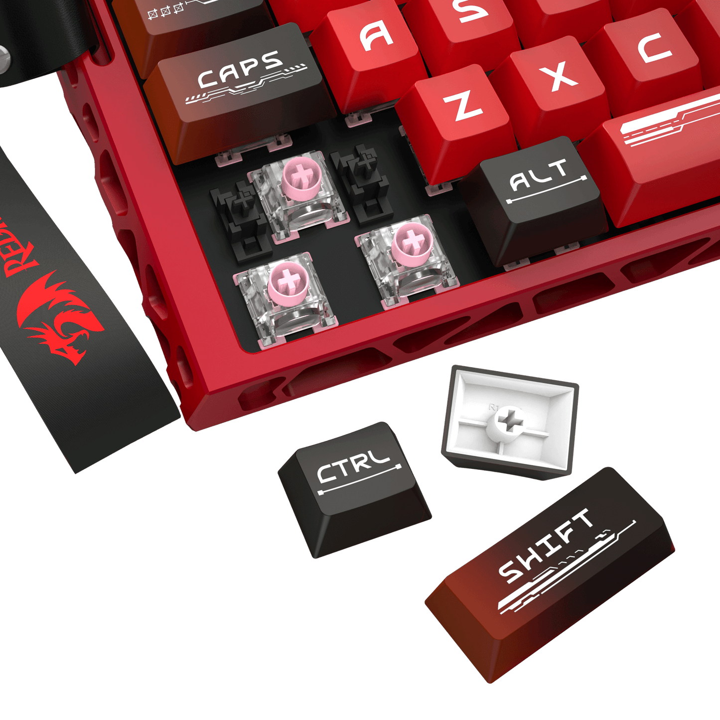 Redragon K753 HE Rapid Trigger Gaming Keyboard, 60% 61 Keys Wired Mechanical Keyboard w/Hype-Red Hollowed-Out Aluminum Base, Next-Gen UltraMag 100% POM Silky Rappid Trigger Magnetic Switch