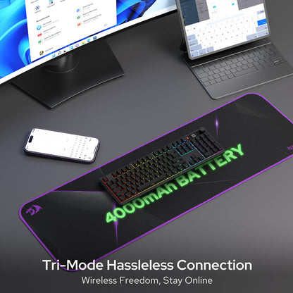 Redragon K526 PRO RGB Wireless Membrane Gaming Keyboard, Tri-mode Hassleless Connection