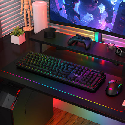 Redragon K526 PRO RGB Wireless Membrane Gaming Keyboard, 104 Keys Mechanical-Feel Keyboard w/LED Info Display, Media/Backlit Knob Control, Linear Switch & Software Supported (Side Printed Font)