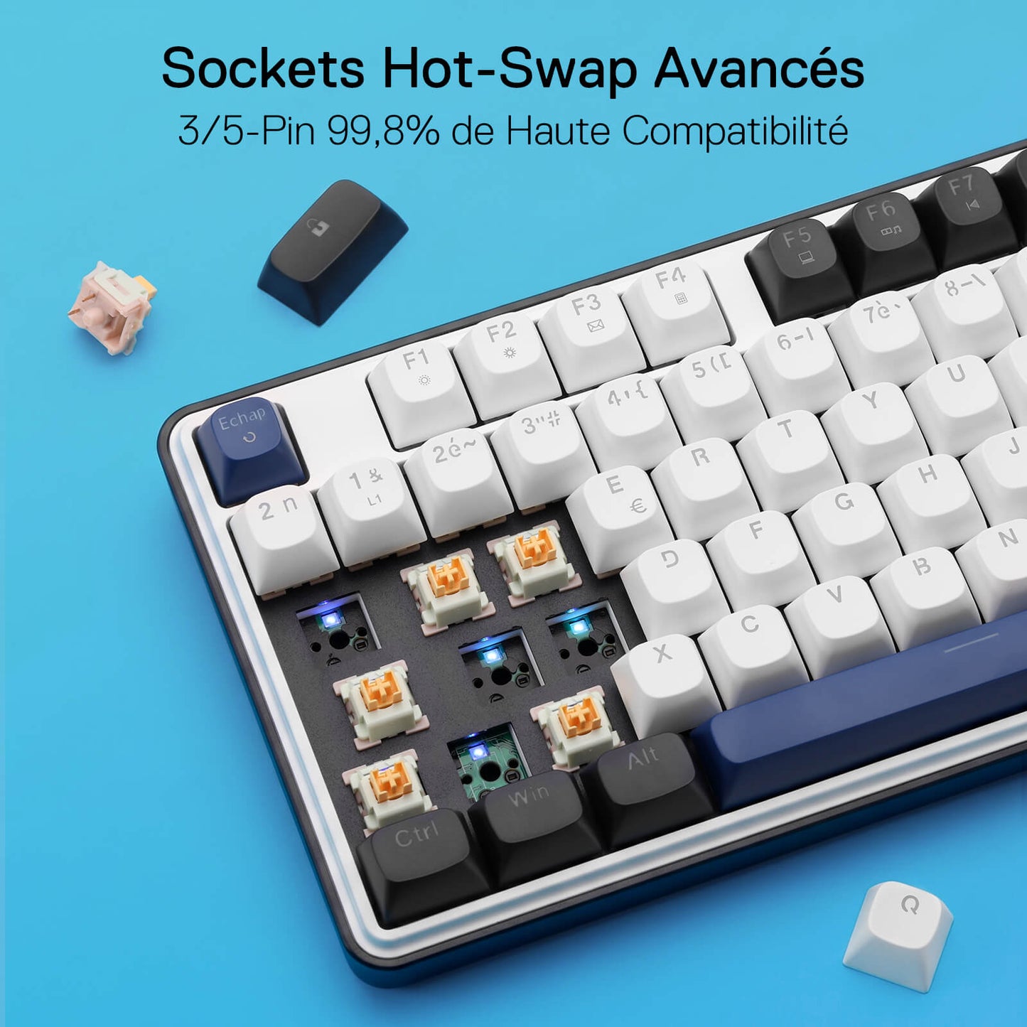 Clavier gaming filaire Redragon K689 RGB à joint d'étanchéité, clavier mécanique à 108 touches avec 4 touches de raccourci supplémentaires, connecteur remplaçable à chaud amélioré, isolation phonique à 3 couches, touches multicolores, commutateurs linéaires personnalisés