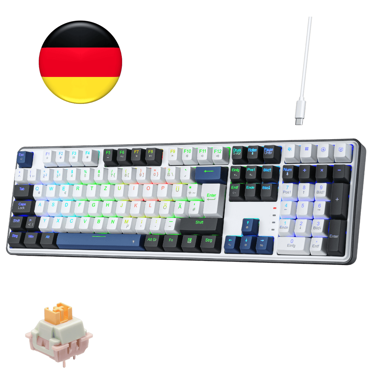 Redragon K689 QWERTZ Kabelgebundene Gasket Gaming‑Tastatur Hot‑Swap
4 Zusatzhotkeys 3‑lagiger Geräuschdämpfung bunte Tastenkappen 19 RGB‑Modi Anti‑Ghosting PRO‑Software USB‑C Kabelgebunden