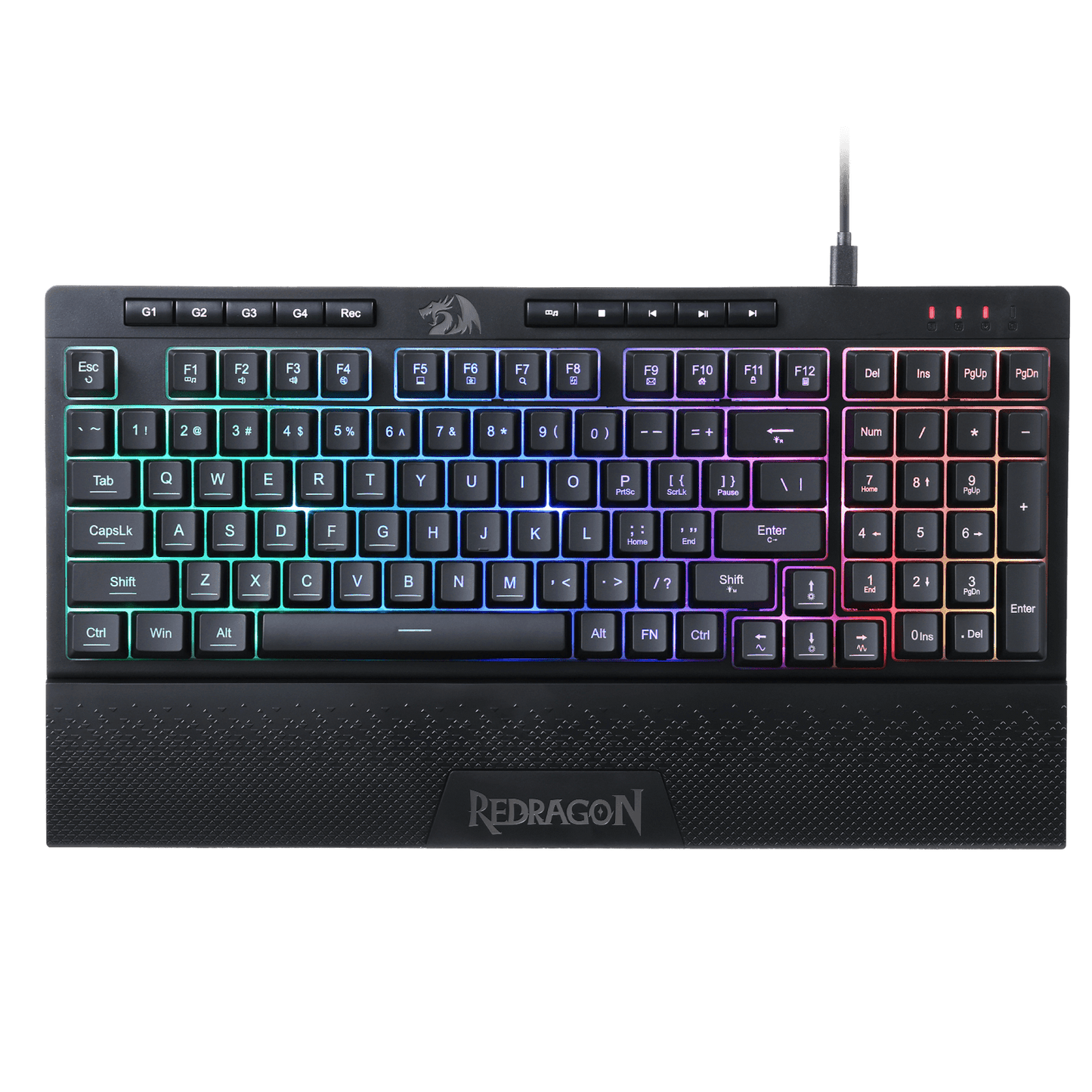 Redragon K515 SHIVA RGB Membrane Gaming Keyboard, 98 Keys Mechanical-Feel Keyboard w/Smooth Linear Switch, On-Board Macro & Dedicated Multimedia Keys, Detachable Wrist Rest, Software Supported