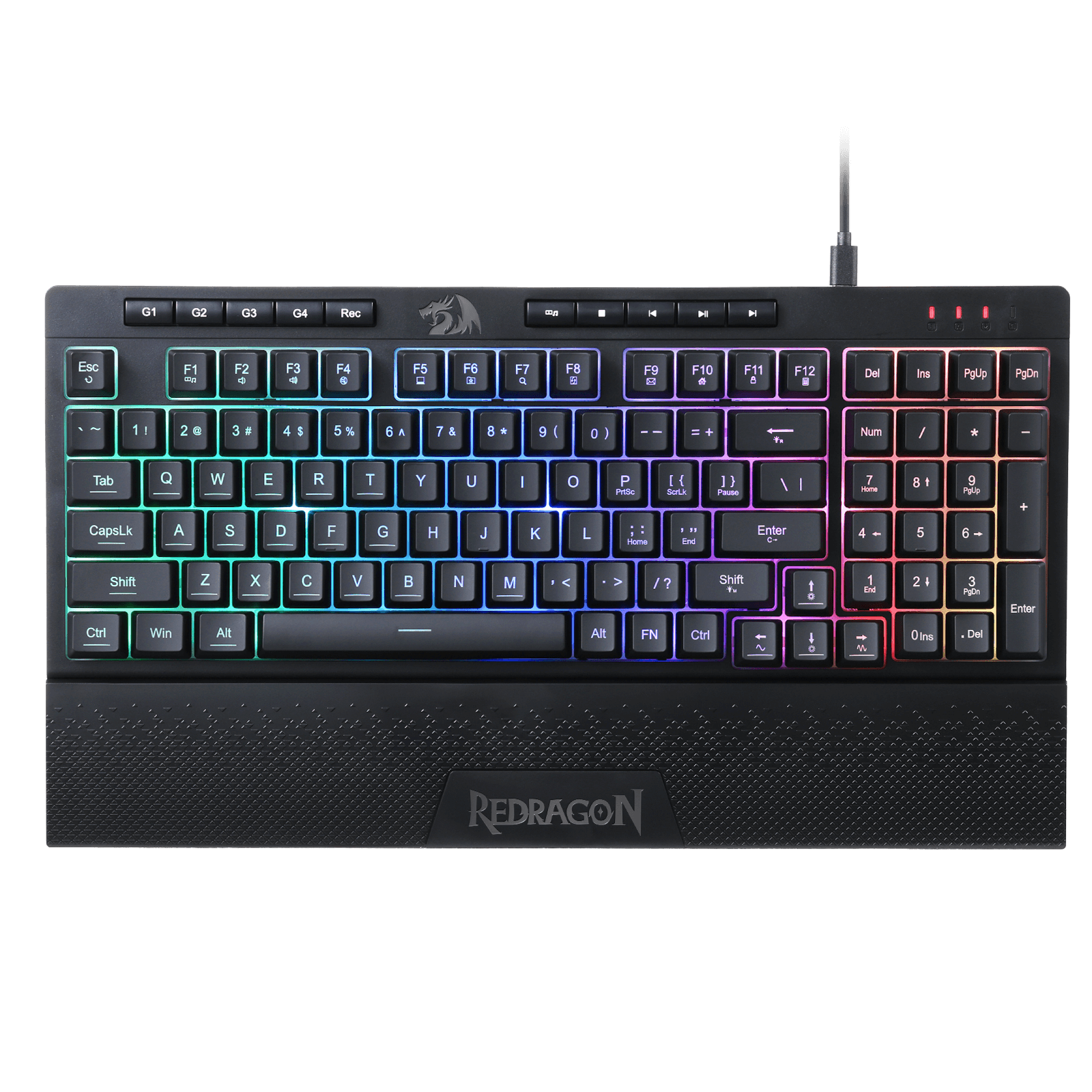 Redragon K515 SHIVA RGB Membrane Gaming Keyboard, 98 Keys Mechanical-Feel Keyboard w/Smooth Linear Switch, On-Board Macro & Dedicated Multimedia Keys, Detachable Wrist Rest, Software Supported