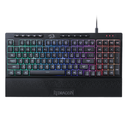 Redragon K515 SHIVA RGB Membrane Gaming Keyboard, 98 Keys Mechanical-Feel Keyboard w/Smooth Linear Switch, On-Board Macro & Dedicated Multimedia Keys, Detachable Wrist Rest, Software Supported