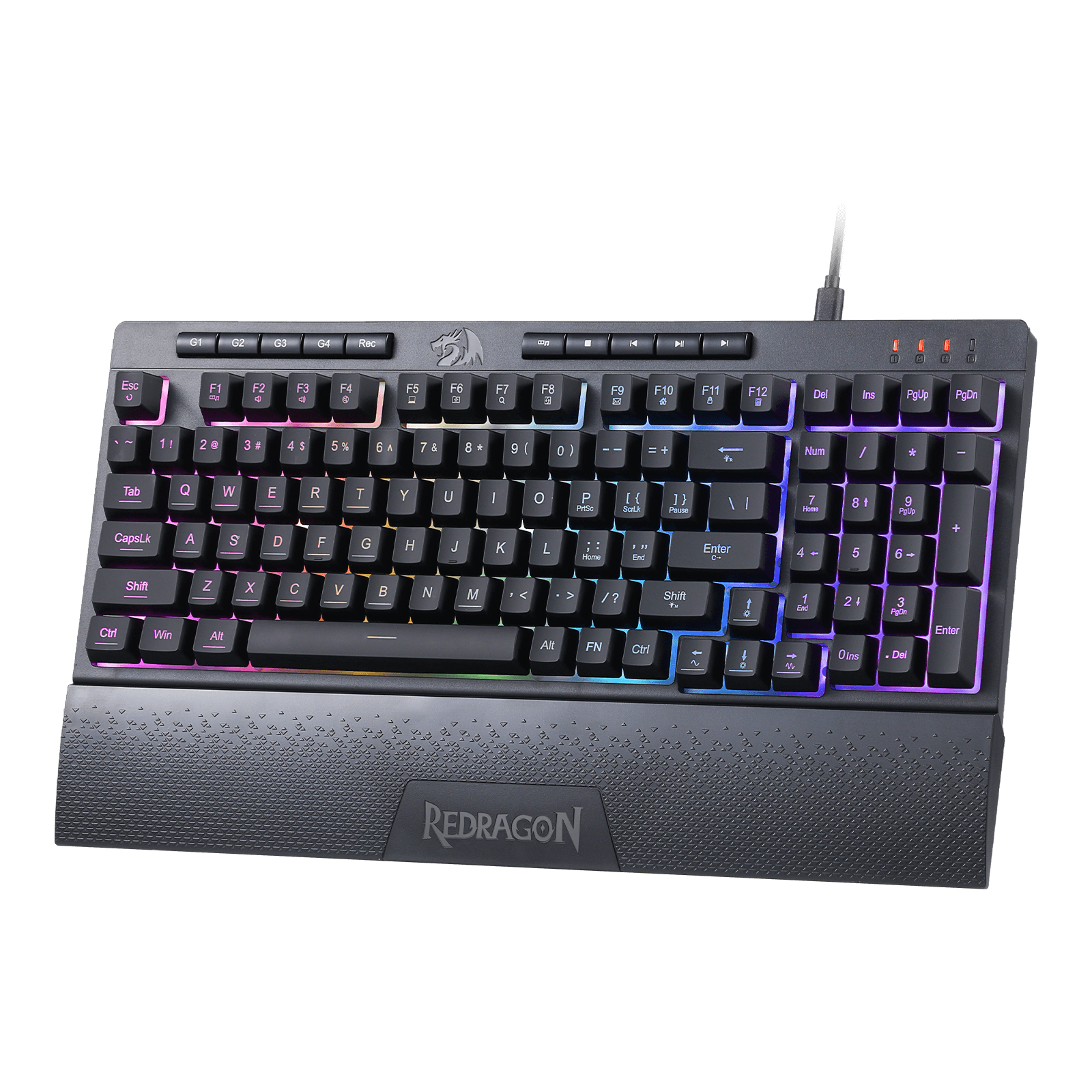 Redragon K515 SHIVA RGB Membrane Gaming Keyboard, 98 Keys Mechanical-Feel Keyboard w/Smooth Linear Switch, On-Board Macro & Dedicated Multimedia Keys, Detachable Wrist Rest, Software Supported