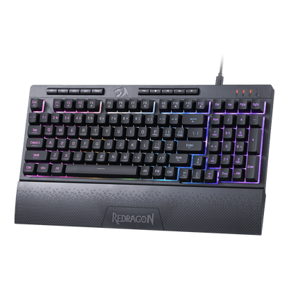 Redragon K515 SHIVA RGB Membrane Gaming Keyboard, 98 Keys Mechanical-Feel Keyboard w/Smooth Linear Switch, On-Board Macro & Dedicated Multimedia Keys, Detachable Wrist Rest, Software Supported