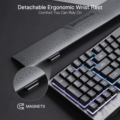 Redragon K515 SHIVA RGB Membrane Gaming Keyboard, 98 Keys Mechanical-Feel Keyboard w/Smooth Linear Switch, On-Board Macro & Dedicated Multimedia Keys, Detachable Wrist Rest, Software Supported