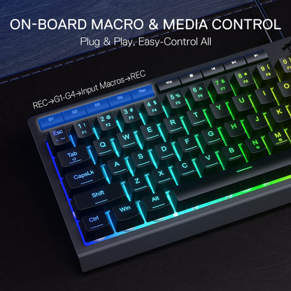 Redragon K522 60% RGB Membrane Gaming Keyboard, Compact 61 Keys Linear Mechanical-Feel Switch Keyboard w/ 4 Extra On-Board Macro Keys & Media Control Keys