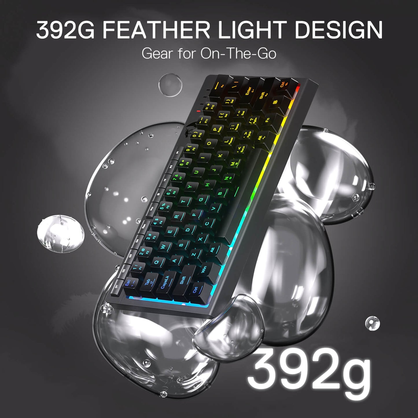Redragon K522 60% RGB Membrane Gaming Keyboard, Compact 61 Keys Linear Mechanical-Feel Switch Keyboard w/ 4 Extra On-Board Macro Keys & Media Control Keys
