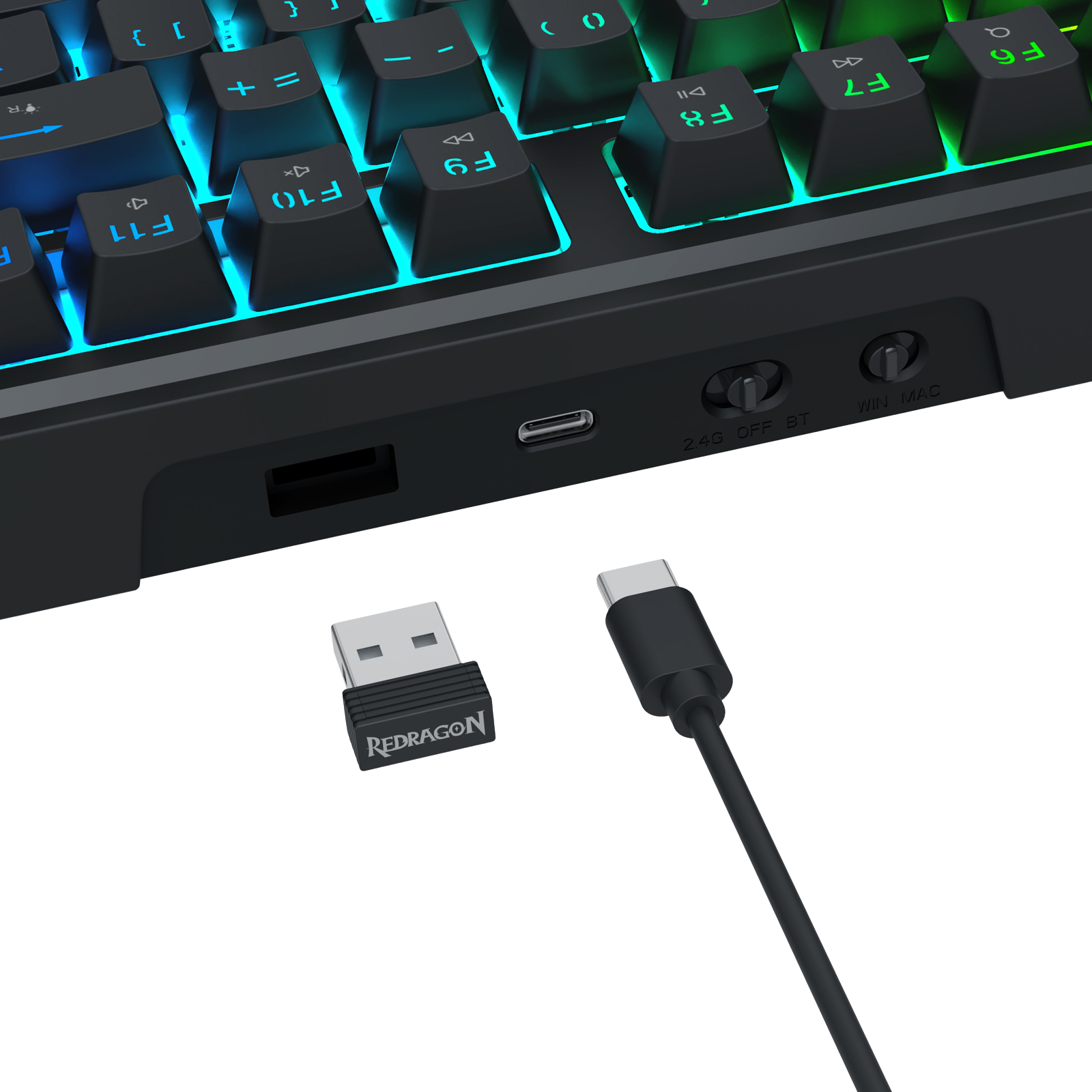 Redragon K762 Wireless Gasket Gaming Keyboard w/Hype Screen & Knob, 104 Keys Mechanical Keyboard, Easy-Control 1.14’’ TFT Info Display, 5-Layer Noise Dampening, Round PBT Keycaps, Custom Linear Switch