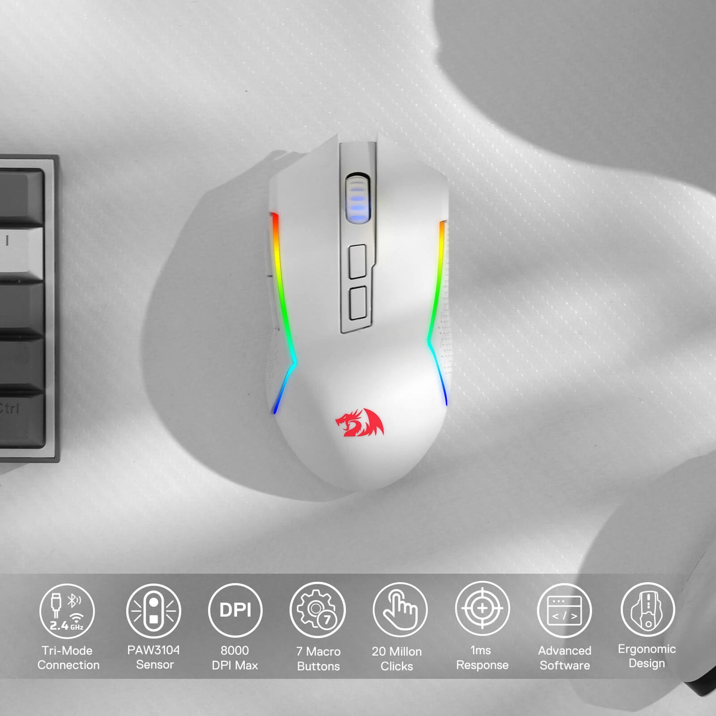 Redragon TRIDENT M693 white mouse