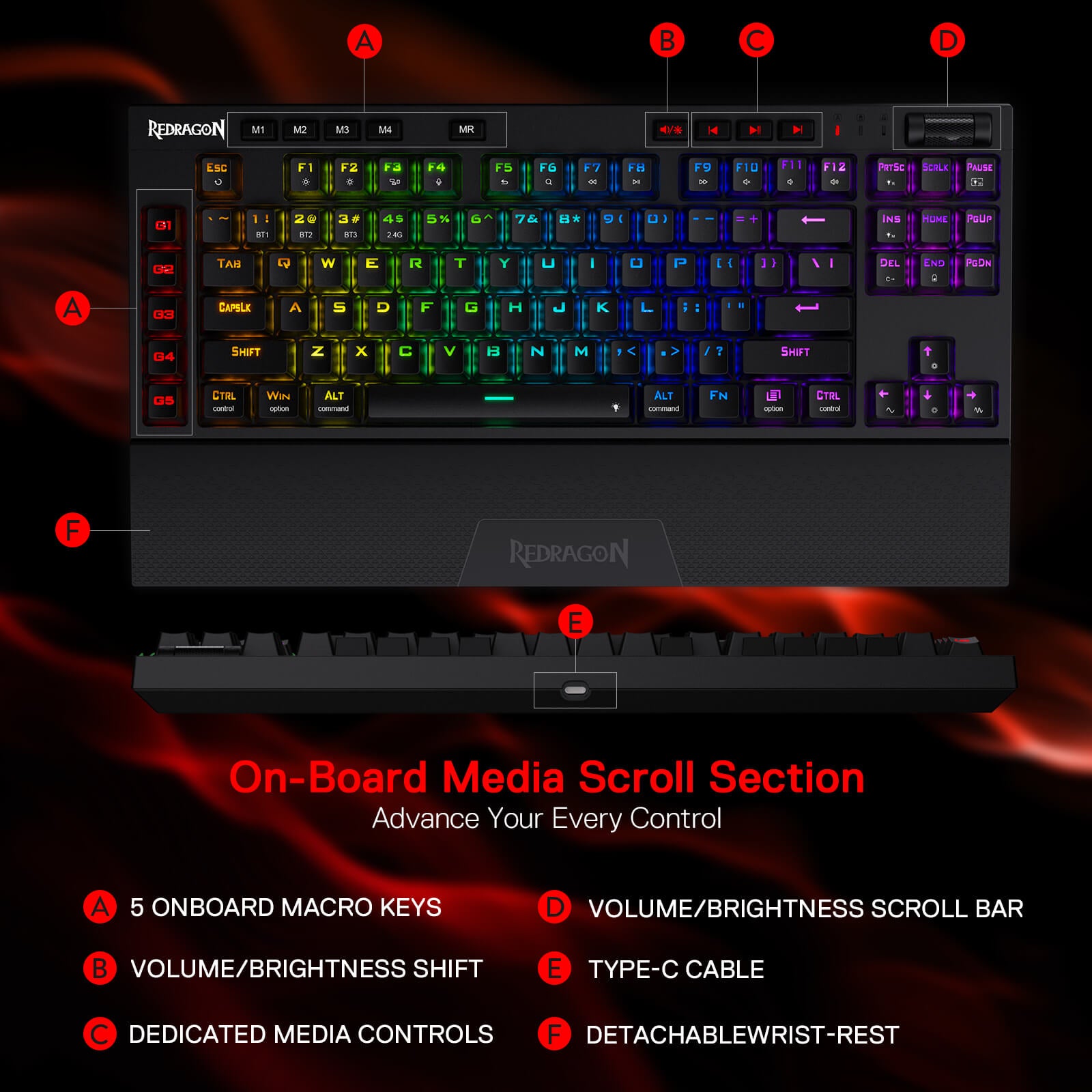 Redragon Wireless Gaming Keyboard | RGB Mechanical Keyboard | 87 Keys