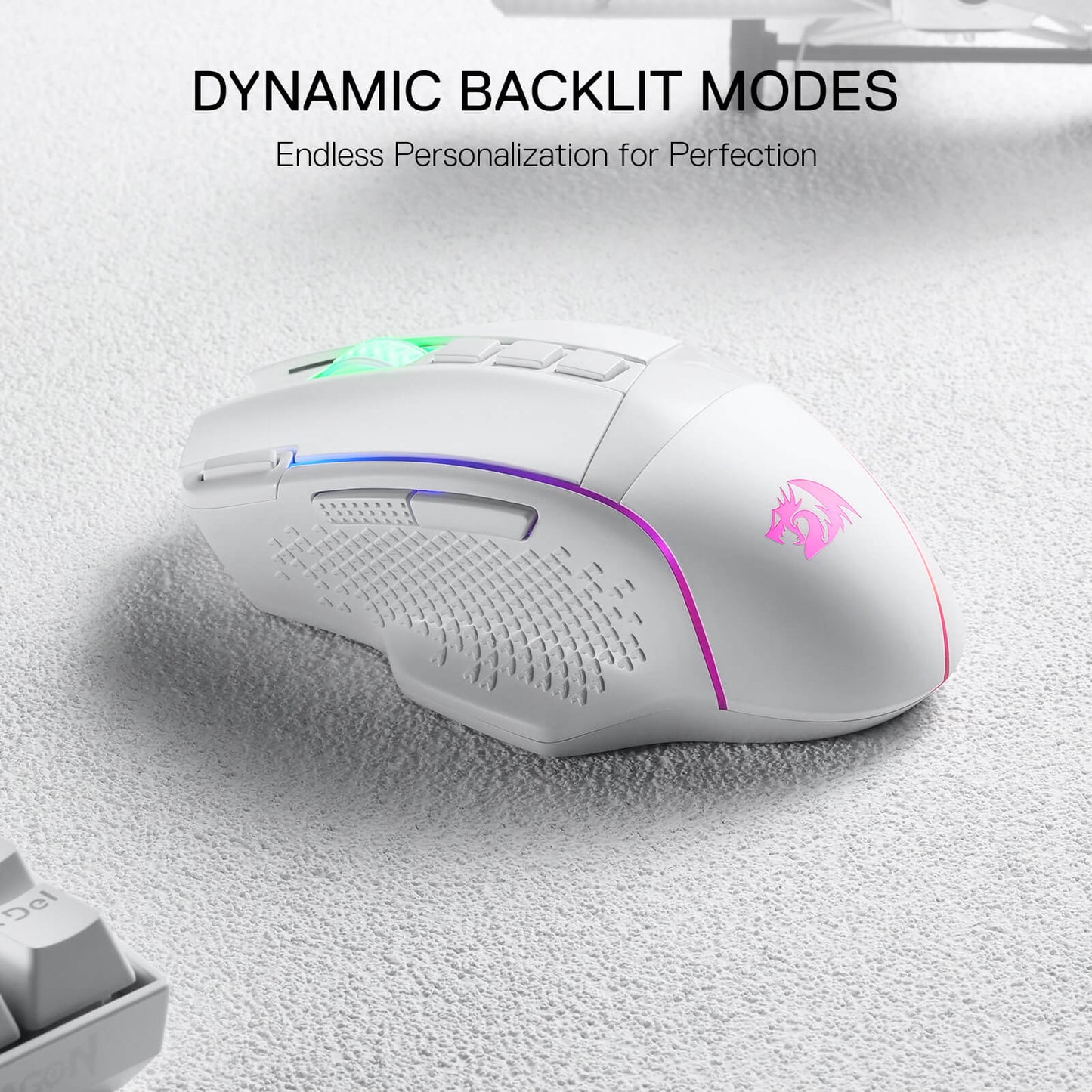 Redragon M991 Wireless Gaming Mouse, 26000 DPI 3-Mode Mice with Professional Sensor, Durable Power Capacity, Customizable Macro and RGB Backlight for PC/Mac/Laptop, White