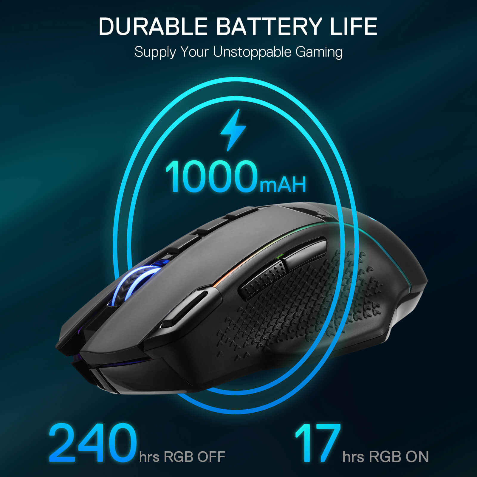 Redragon M991 Wireless Gaming Mouse, 26000 DPI 3-Mode Mice with Professional Sensor, Durable Power Capacity, Customizable Macro and RGB Backlight for PC/Mac/Laptop, Black
