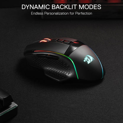 Redragon M991 Wireless Gaming Mouse, 26000 DPI 3-Mode Mice with Professional Sensor, Durable Power Capacity, Customizable Macro and RGB Backlight for PC/Mac/Laptop, Black
