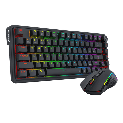 Redragon S168 3-Mode Wilreess Gaming Keyboard & Mouse Combo, 81 Keys K673 PRO RGB Gasket Keyboard and 8000 DPI M693 Gaming Mouse Bundle, Convenient Shared Dongle