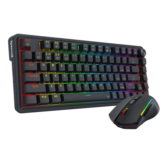 Redragon S168 3-Mode Wilreess Gaming Keyboard & Mouse Combo, 81 Keys K673 PRO RGB Gasket Keyboard and 8000 DPI M693 Gaming Mouse Bundle, Convenient Shared Dongle