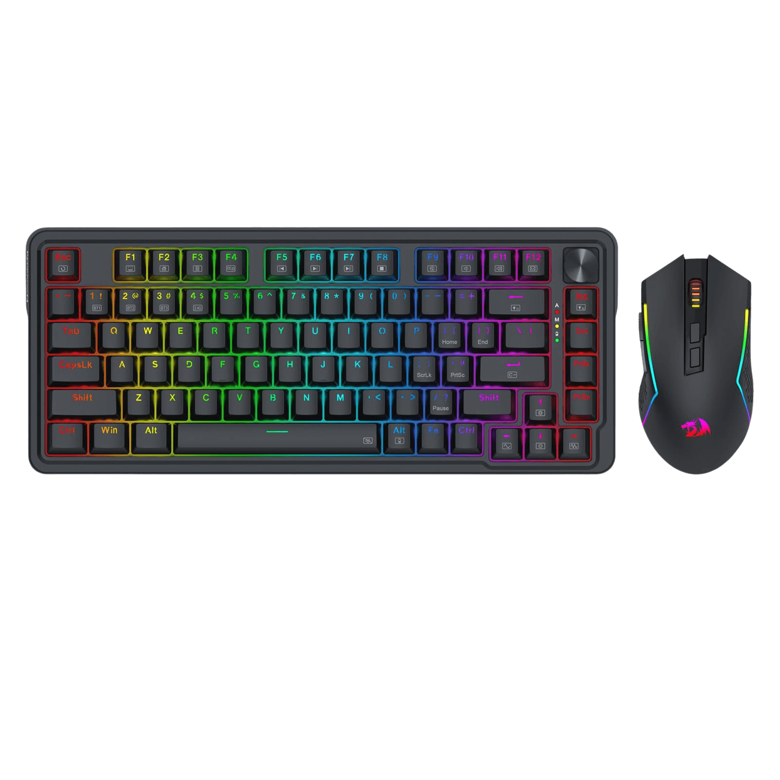 Redragon S168 3-Mode Wilreess Gaming Keyboard & Mouse Combo, 81 Keys K673 PRO RGB Gasket Keyboard and 8000 DPI M693 Gaming Mouse Bundle, Convenient Shared Dongle