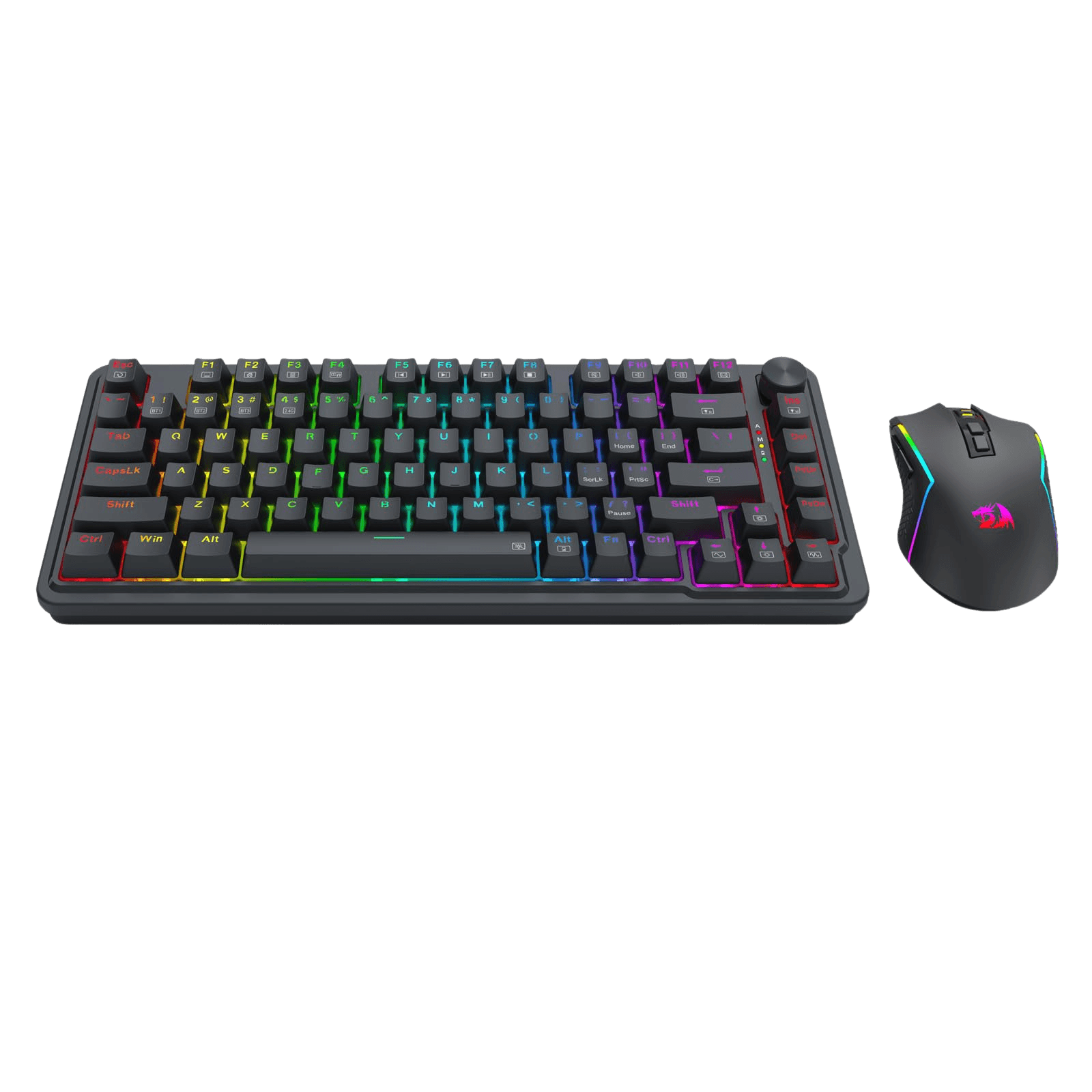 Redragon S168 3-Mode Wilreess Gaming Keyboard & Mouse Combo, 81 Keys K673 PRO RGB Gasket Keyboard and 8000 DPI M693 Gaming Mouse Bundle, Convenient Shared Dongle