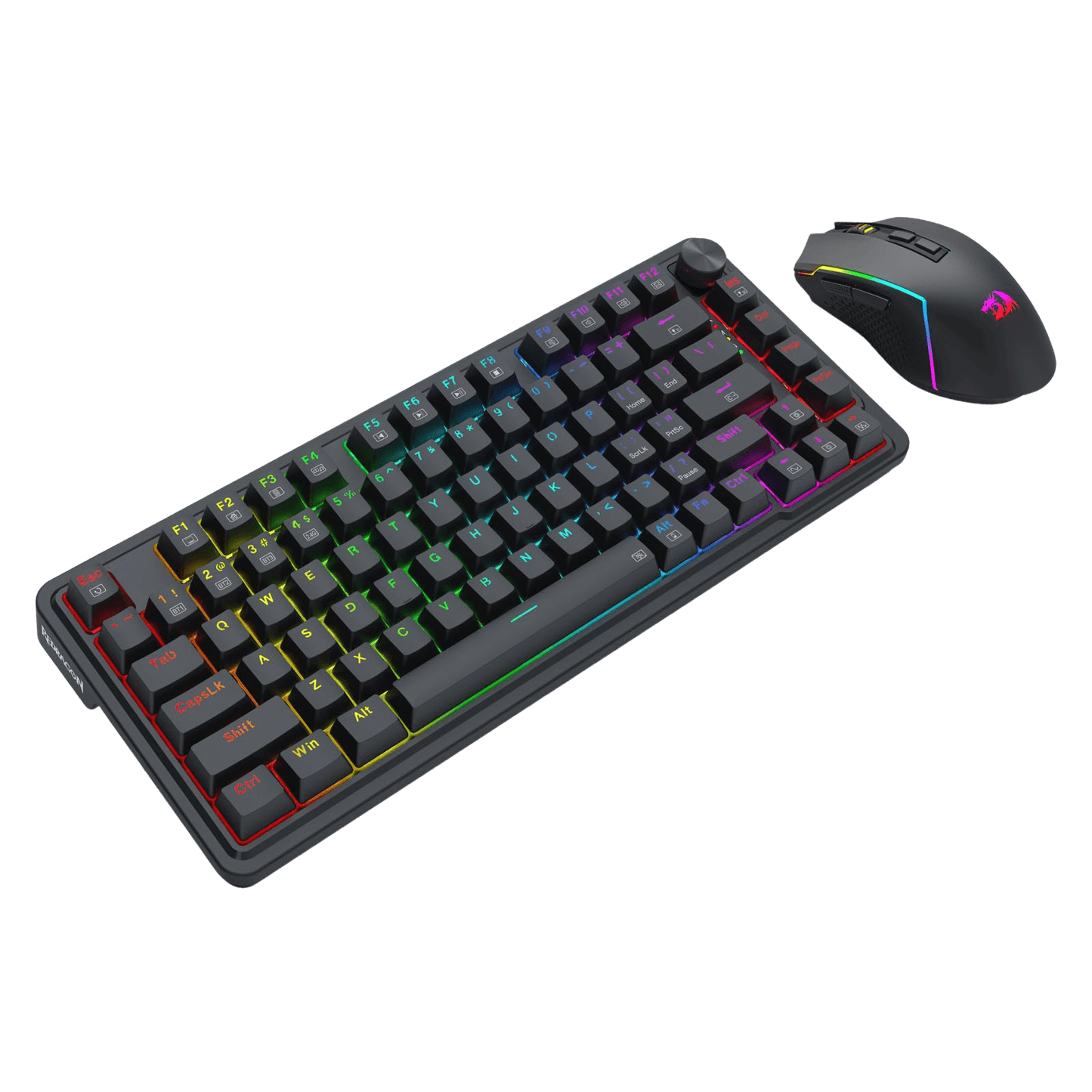 Redragon S168 3-Mode Wilreess Gaming Keyboard & Mouse Combo, 81 Keys K673 PRO RGB Gasket Keyboard and 8000 DPI M693 Gaming Mouse Bundle, Convenient Shared Dongle