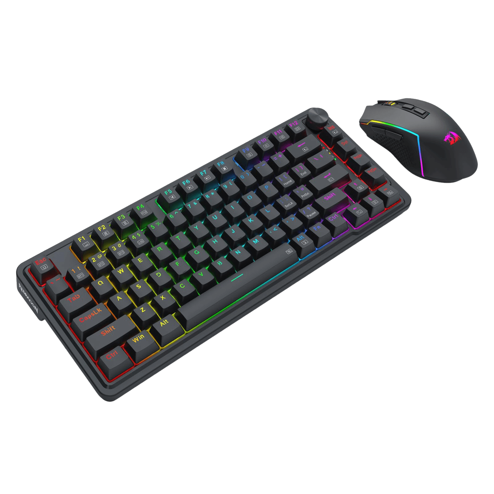 Redragon S168 3-Mode Wilreess Gaming Keyboard & Mouse Combo, 81 Keys K673 PRO RGB Gasket Keyboard and 8000 DPI M693 Gaming Mouse Bundle, Convenient Shared Dongle