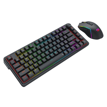 Redragon S168 3-Mode Wilreess Gaming Keyboard & Mouse Combo, 81 Keys K673 PRO RGB Gasket Keyboard and 8000 DPI M693 Gaming Mouse Bundle, Convenient Shared Dongle