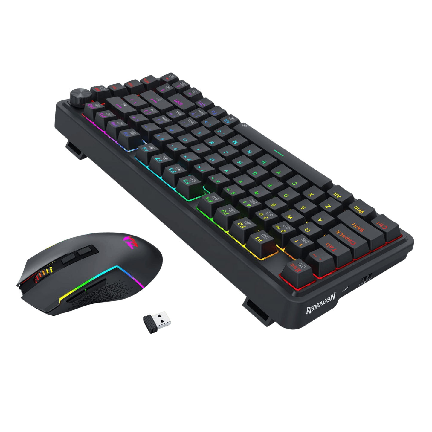 Redragon S168 3-Mode Wilreess Gaming Keyboard & Mouse Combo, 81 Keys K673 PRO RGB Gasket Keyboard and 8000 DPI M693 Gaming Mouse Bundle, Convenient Shared Dongle