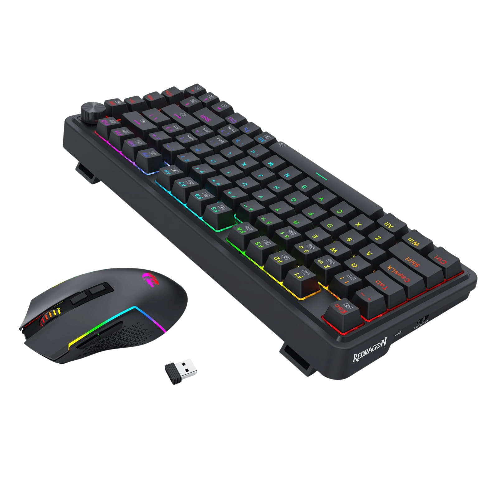 Redragon S168 3-Mode Wilreess Gaming Keyboard & Mouse Combo, 81 Keys K673 PRO RGB Gasket Keyboard and 8000 DPI M693 Gaming Mouse Bundle, Convenient Shared Dongle
