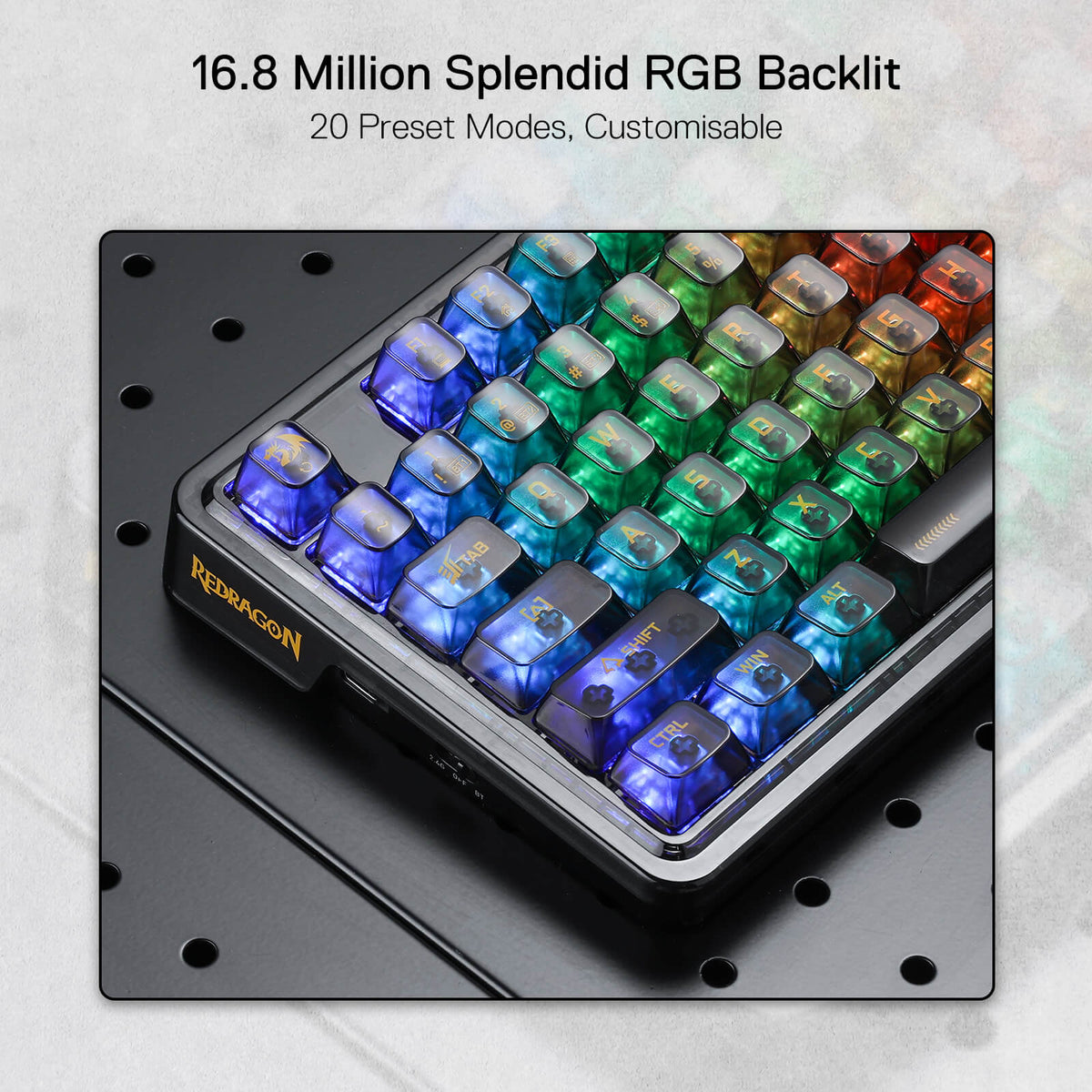 Redragon ELF PRO K649 Wireless Hot-Swappable Transparent Keyboard ...